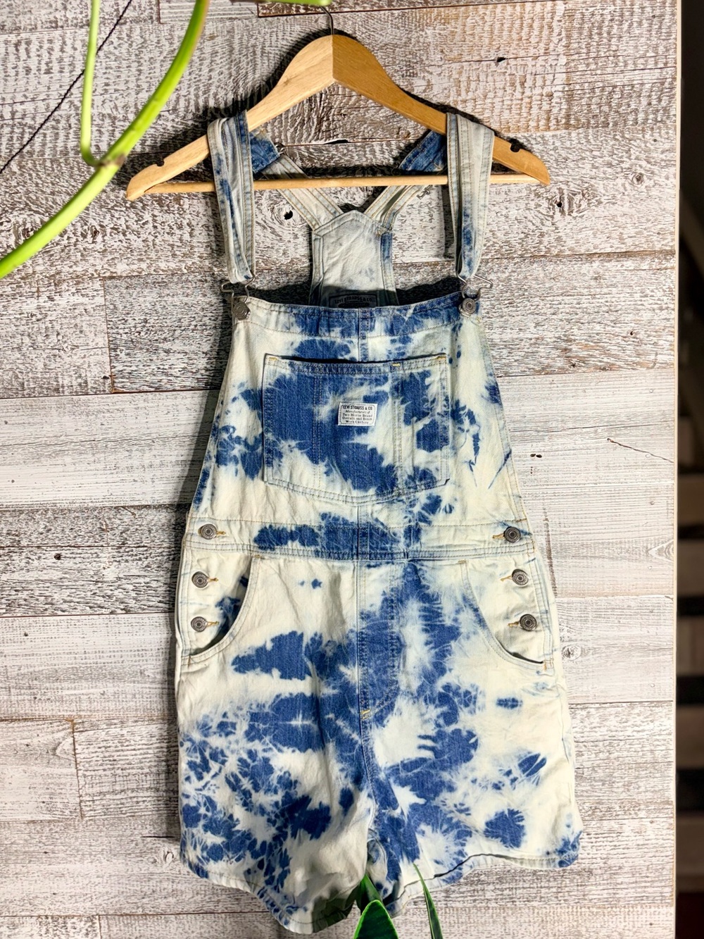 Levi's | "Vintage Shortalls" Bleach Acid Tie-Dye Overalls Shorts - Women's M/4-6